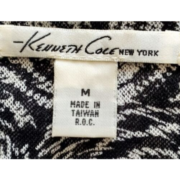 Kenneth Cole New York Midi Dress Womens Black White Sheer Layered Shift Sz M EUC - Picture 5 of 8